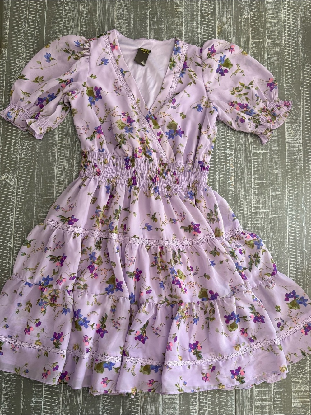 Taylor Lavender Floral Wrap Dress